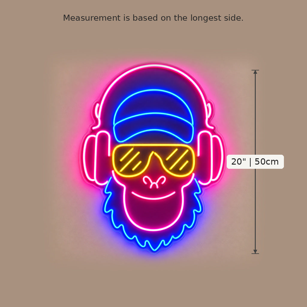 Music Monkey LED Neon Sign size guide