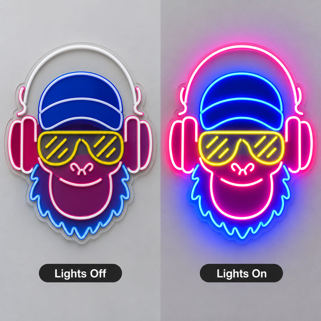 Music Monkey LED Neon Sign lights off/on