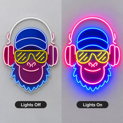 Music Monkey LED Neon Sign lights off/on