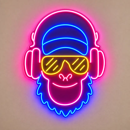 Music Monkey LED Neon Sign solid background