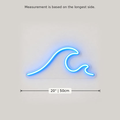 Ocean Wave Blue LED Neon Sign size guide