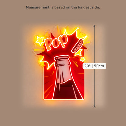 Pop Soda Bottle LED Neon Sign size guide