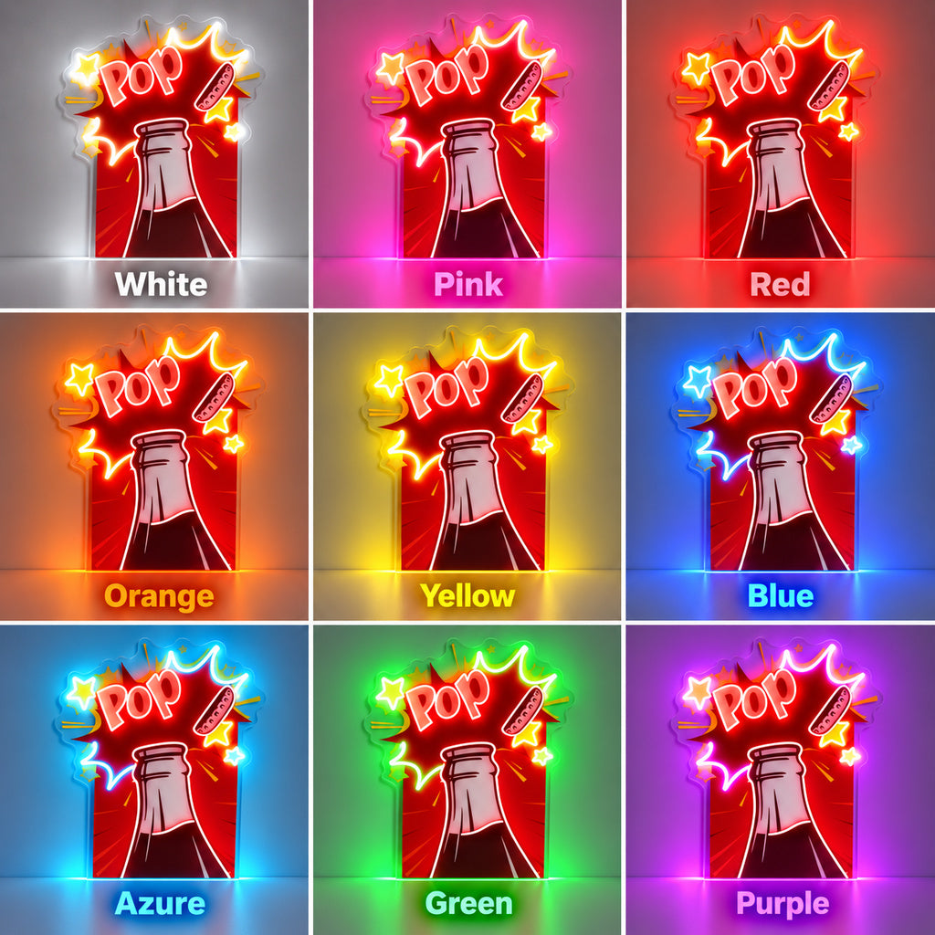 Pop Soda Bottle LED Neon Sign color grid
