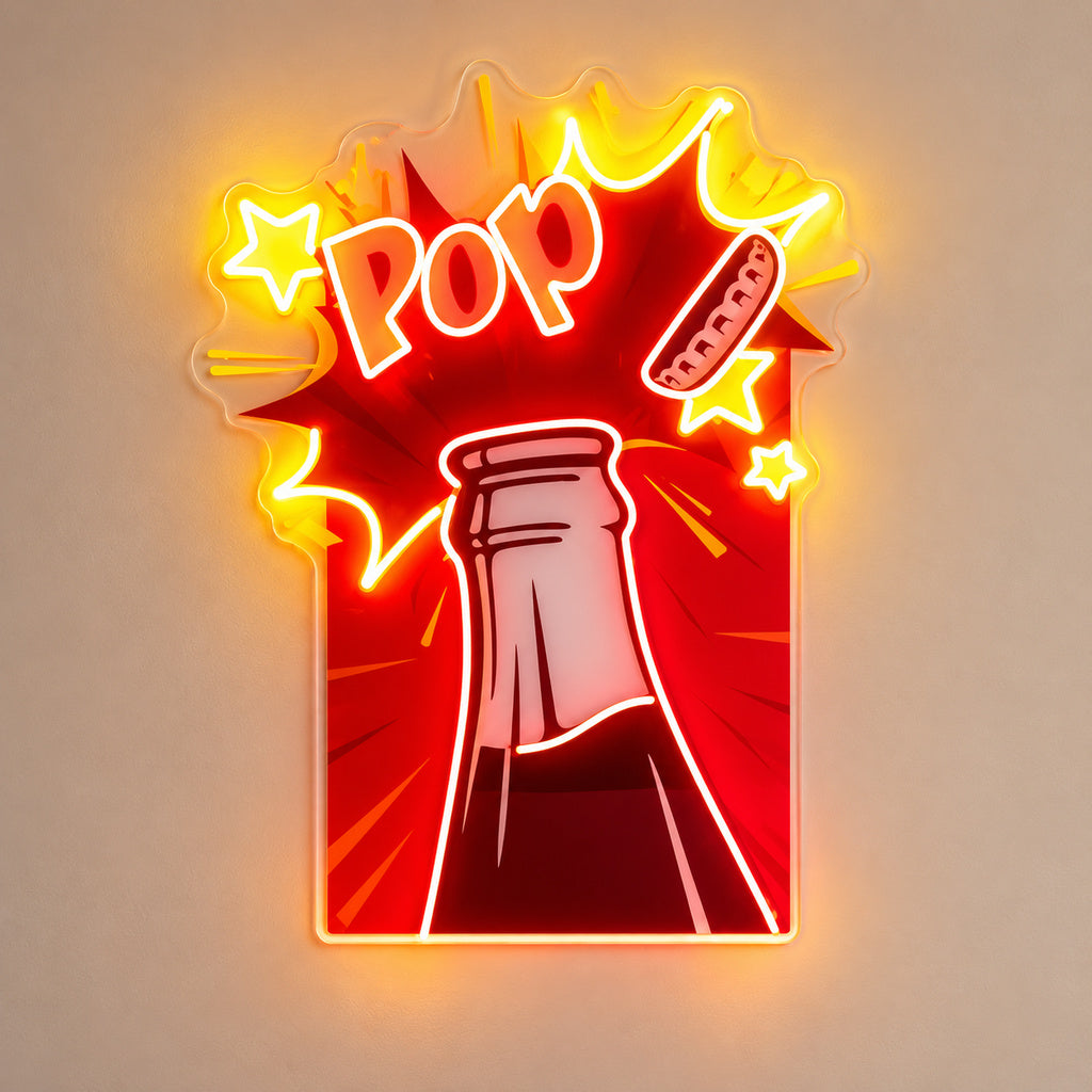 Pop Soda Bottle LED Neon Sign solid background
