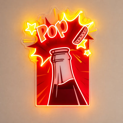 Pop Soda Bottle LED Neon Sign solid background
