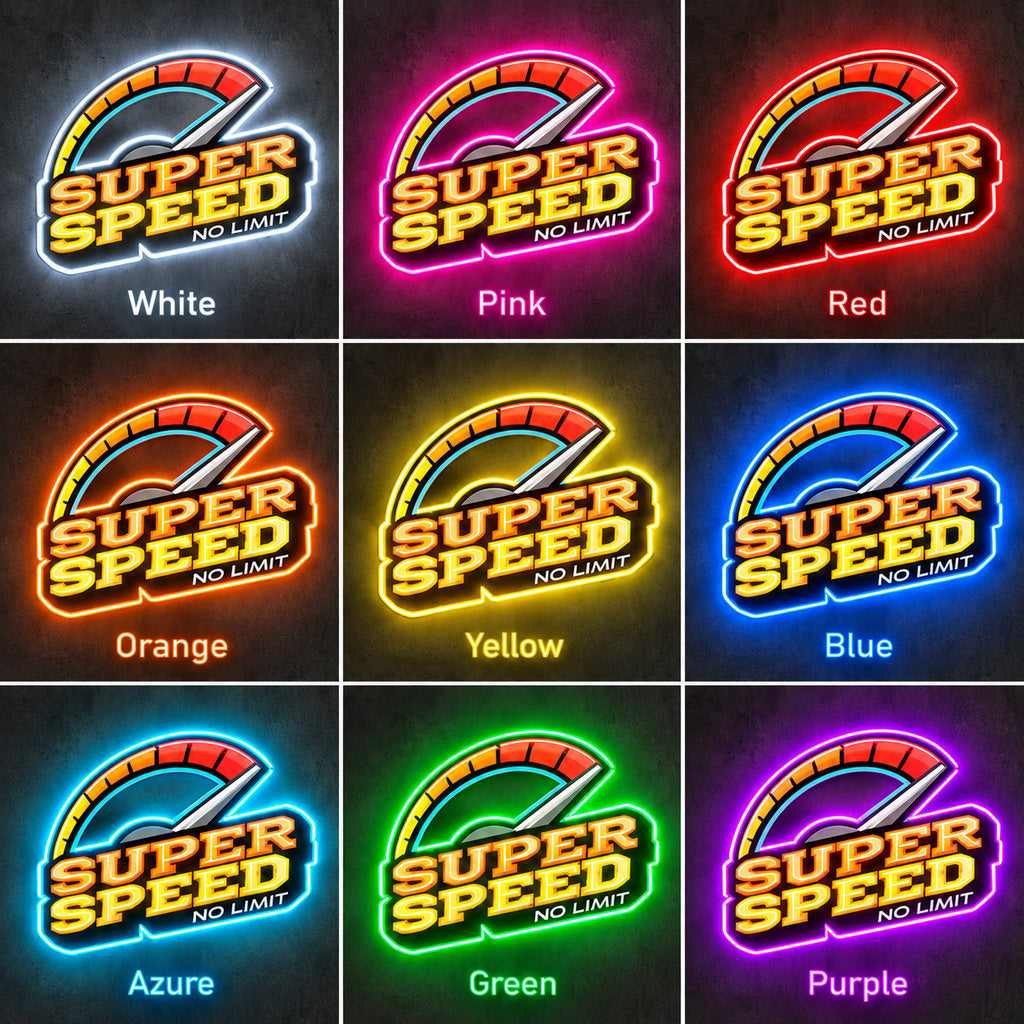Super Speed No Limit LED Neon Sign color grid