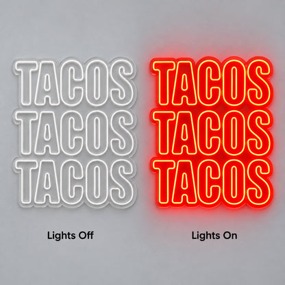 Tacos Tacos Tacos LED Neon Sign lights off/on