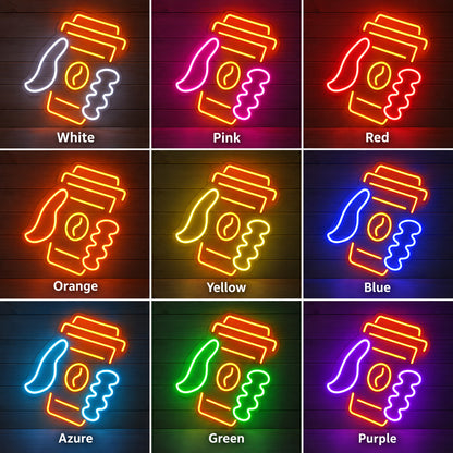 Takeaway Coffee Cup LED Neon Sign color grid