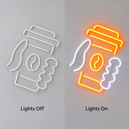Takeaway Coffee Cup LED Neon Sign lights off/on