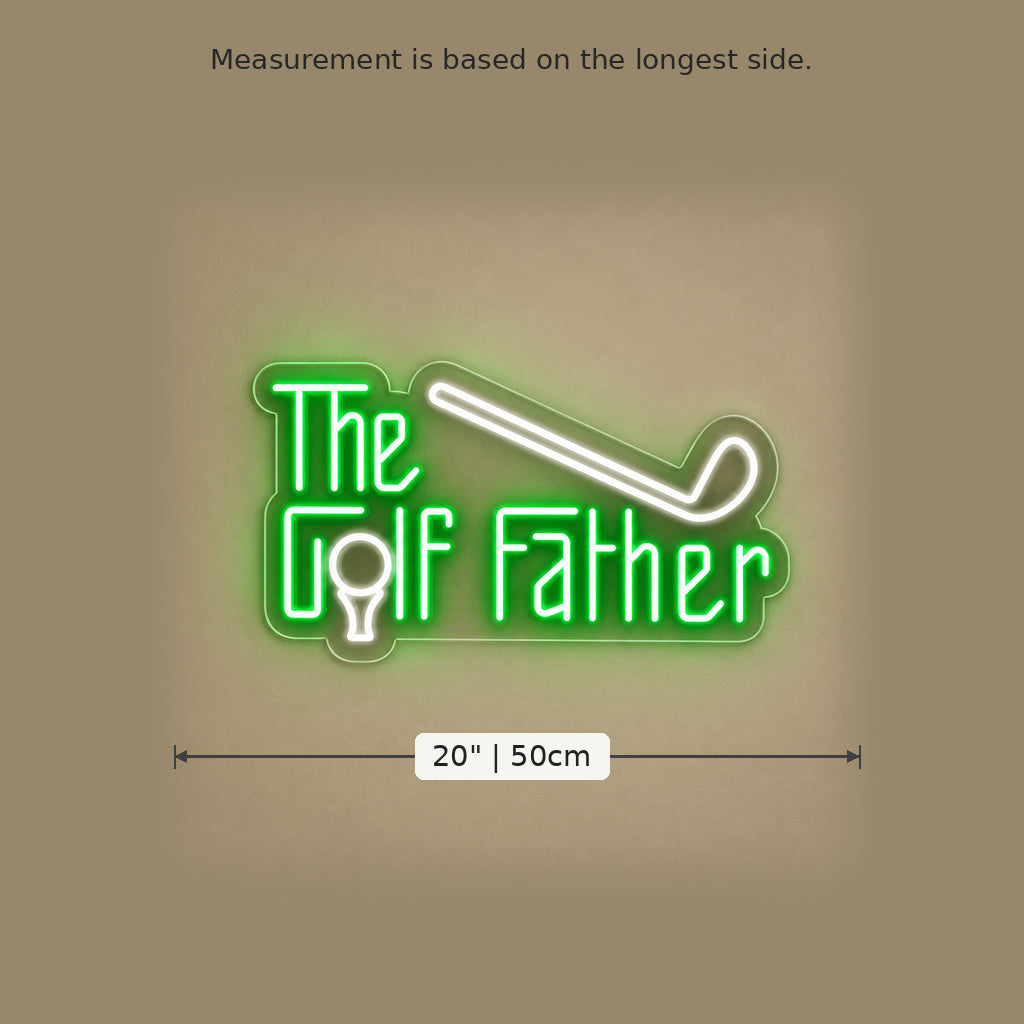 The Golf Father LED Neon Sign size guide