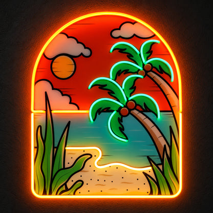 Tropical Beach Sunset LED Neon Sign main product image