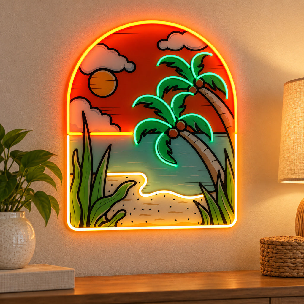 Tropical Beach Sunset LED Neon Sign lifestyle scene