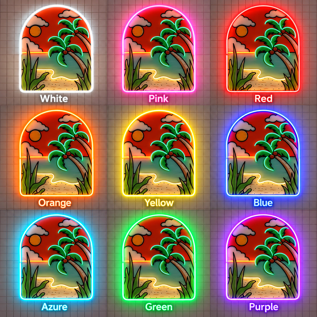 Tropical Beach Sunset LED Neon Sign color grid