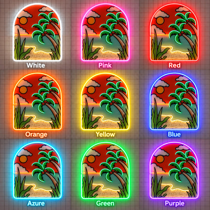 Tropical Beach Sunset LED Neon Sign color grid