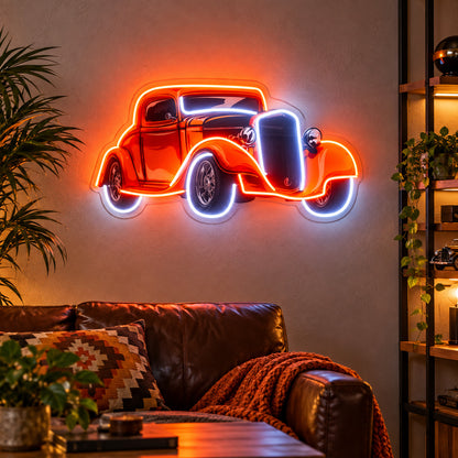 Vintage Orange Car LED Neon Sign lifestyle scene