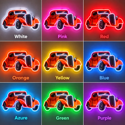 Vintage Orange Car LED Neon Sign color grid