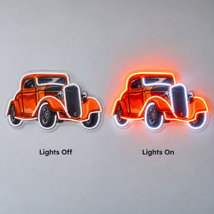 Vintage Orange Car LED Neon Sign lights off/on