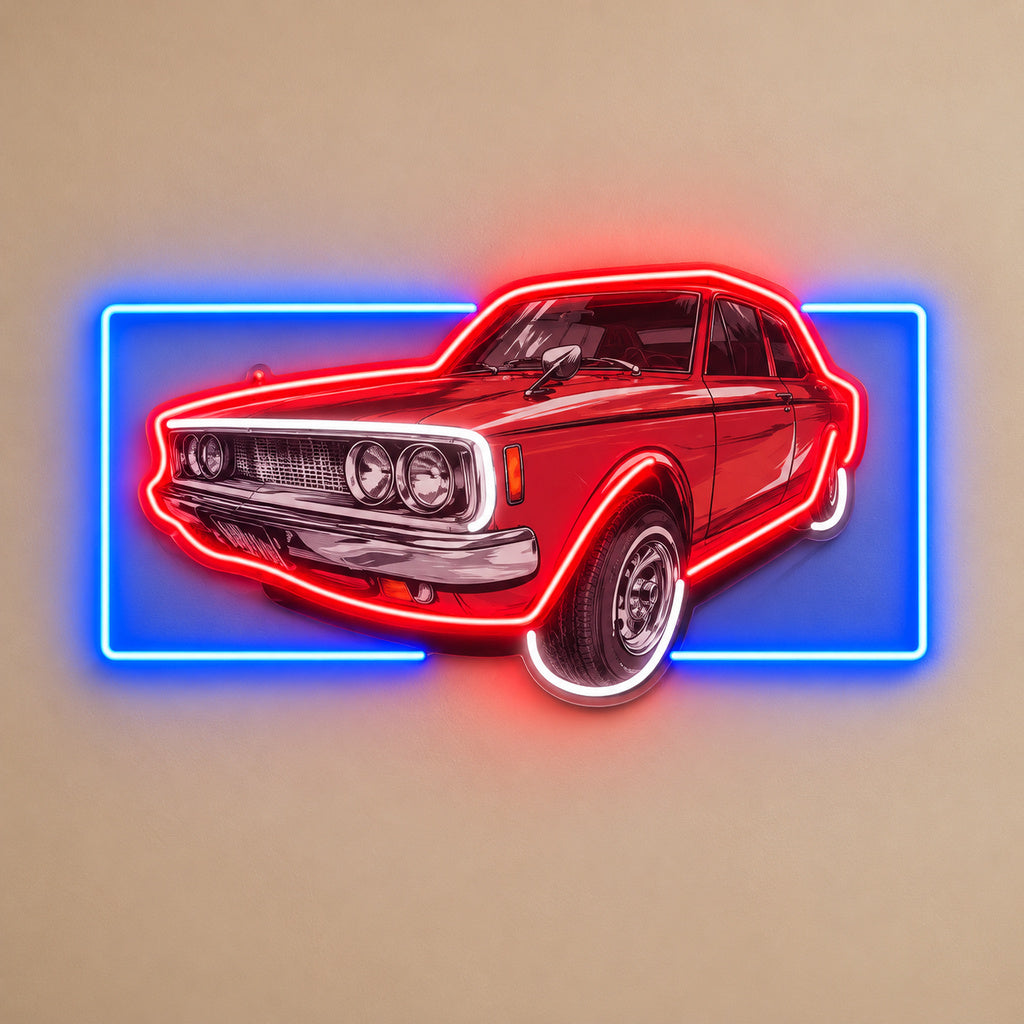 Vintage Red Muscle Car LED Neon Sign solid background