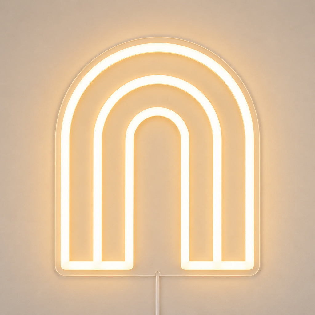 Warm White Triple Arch LED Neon Sign solid background