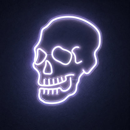 White Skull Outline LED Neon Sign main product image