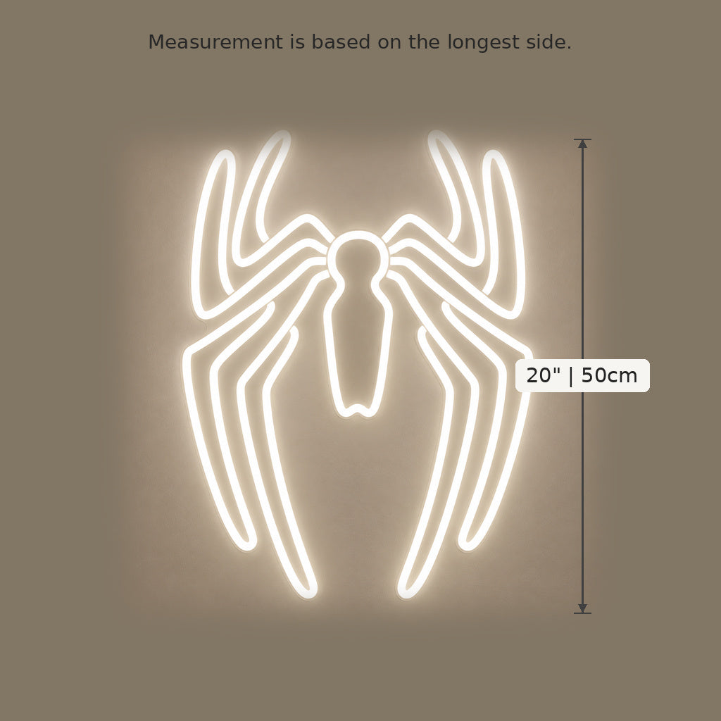 White Spider LED Neon Sign size guide