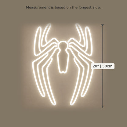 White Spider LED Neon Sign size guide
