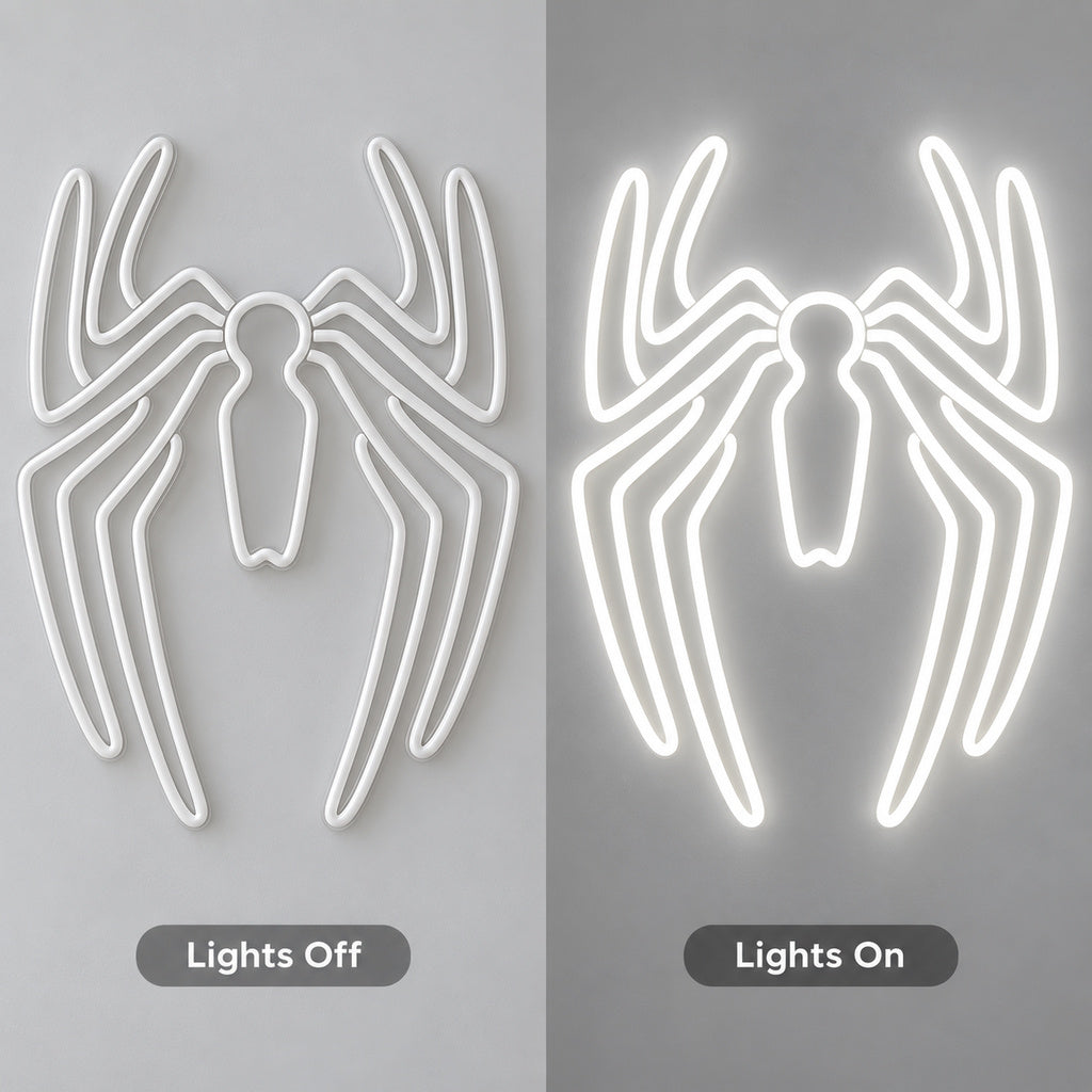 White Spider LED Neon Sign lights off/on