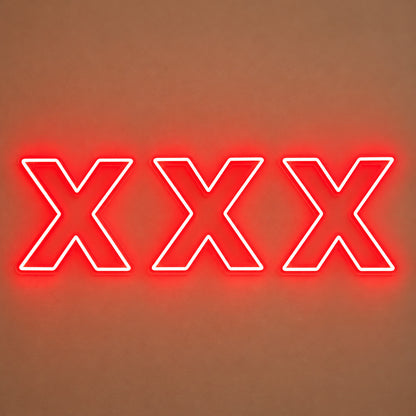XXX Red LED Neon Sign solid background
