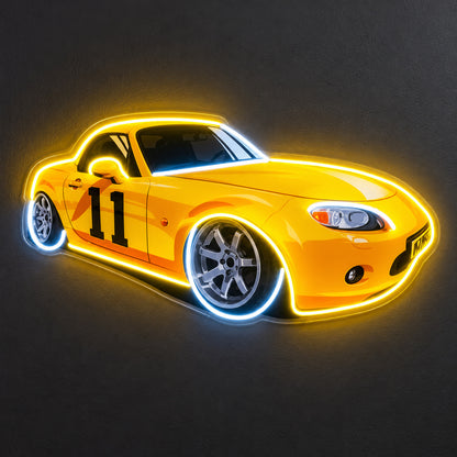 Yellow Race Car Number 11 LED Neon Sign main product image