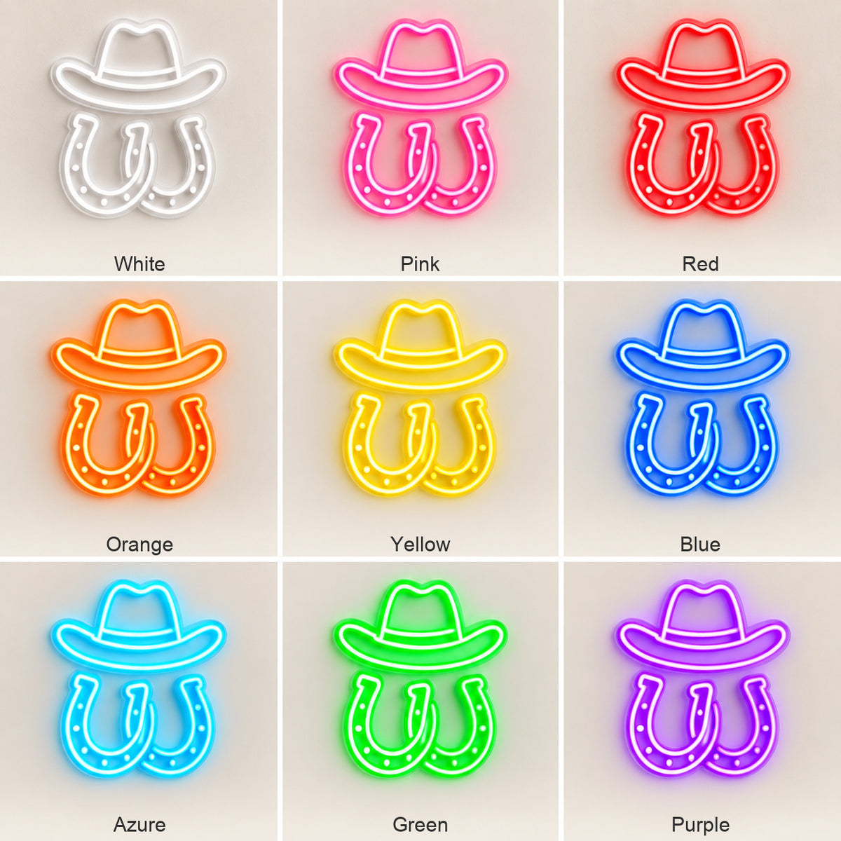 Cowboy Hat Horseshoes LED Neon Sign Garage Neon Sign image 04