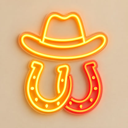 Cowboy Hat Horseshoes LED Neon Sign Garage Neon Sign image 06