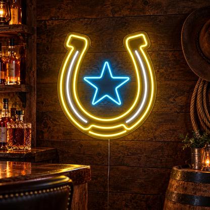Horseshoe Lucky Star LED Neon Sign image 01