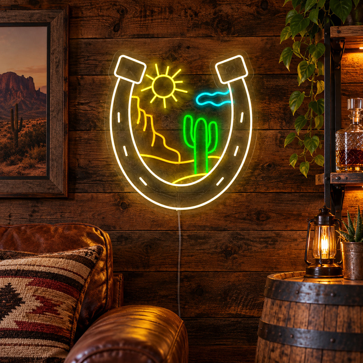 Horseshoe Mountains Cactus LED Neon Sign image 01