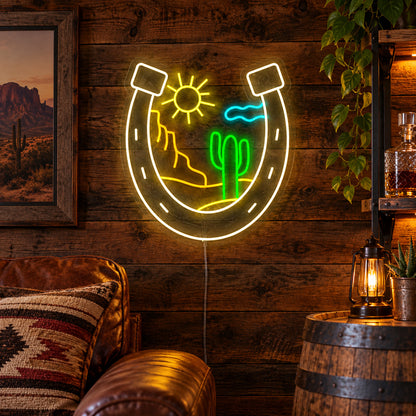 Horseshoe Mountains Cactus LED Neon Sign image 01
