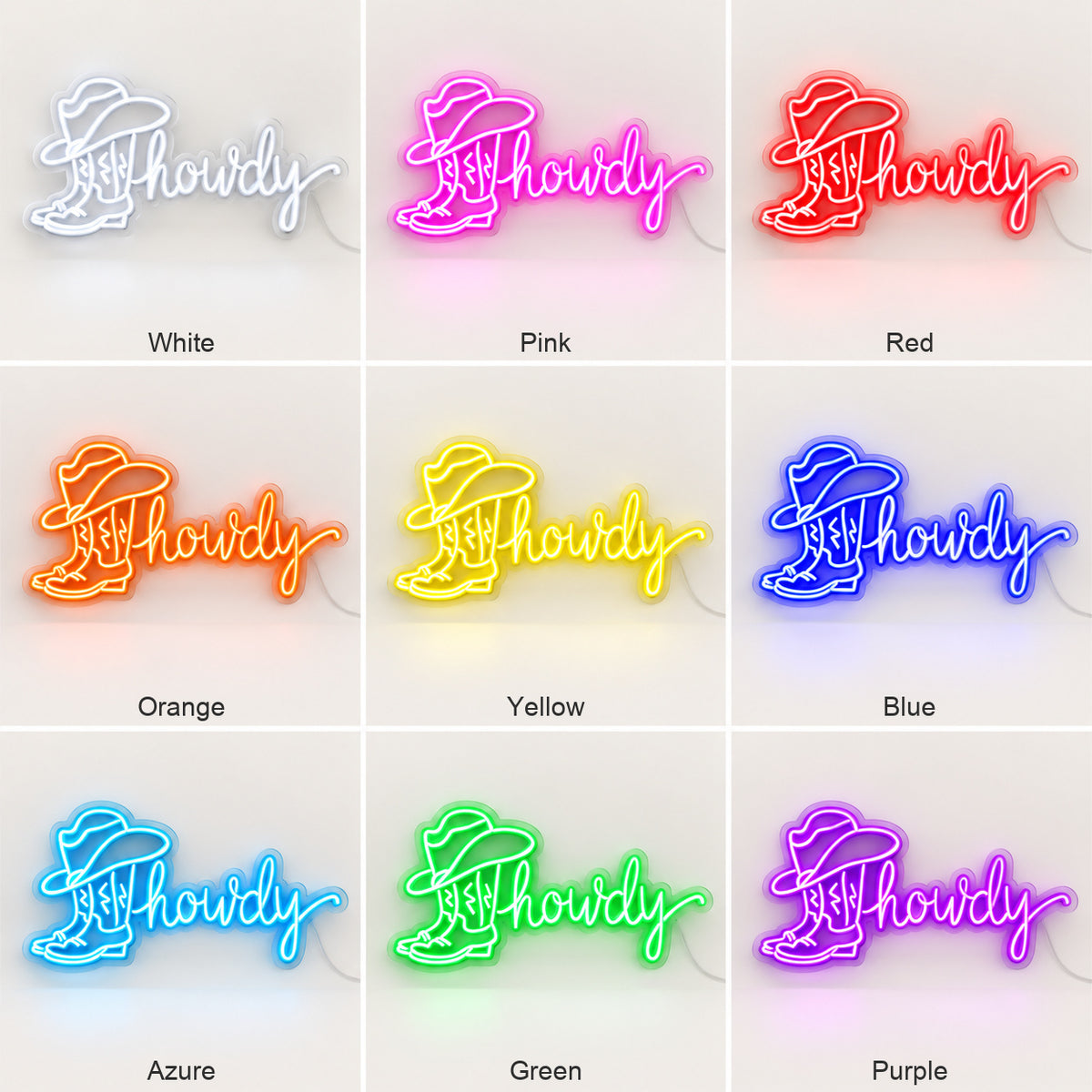 Howdy Cowboy Boot Hat LED Neon Sign image 04