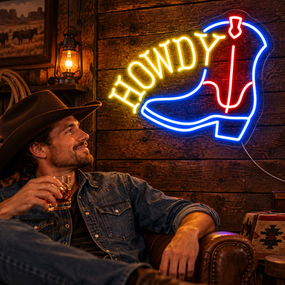 Howdy Cowboy Boots LED Neon Sign image 02