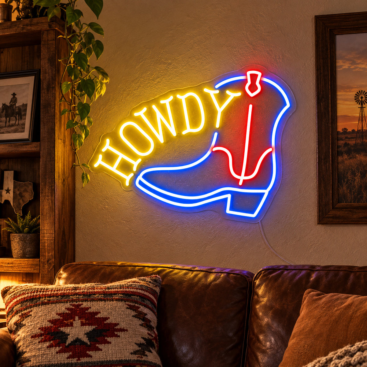 Howdy Cowboy Boots LED Neon Sign image 03