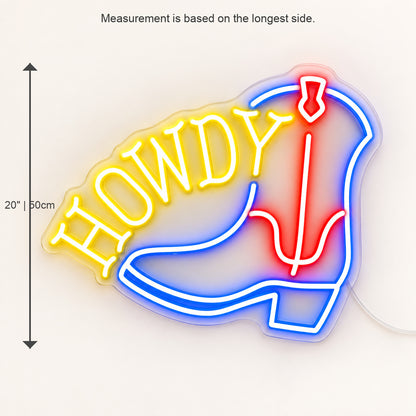 Howdy Cowboy Boots LED Neon Sign image 05