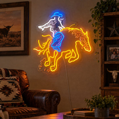 Leaning Cowboy Bucking Horse LED Neon Sign image 03