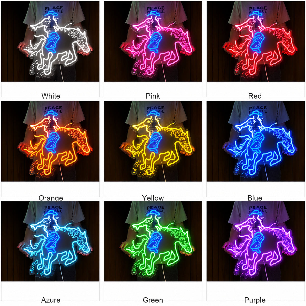 Leaning Cowboy Bucking Horse LED Neon Sign image 04