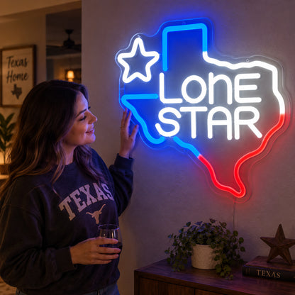 Lone Star Text Texas Outline Garage LED Neon Sign image 02