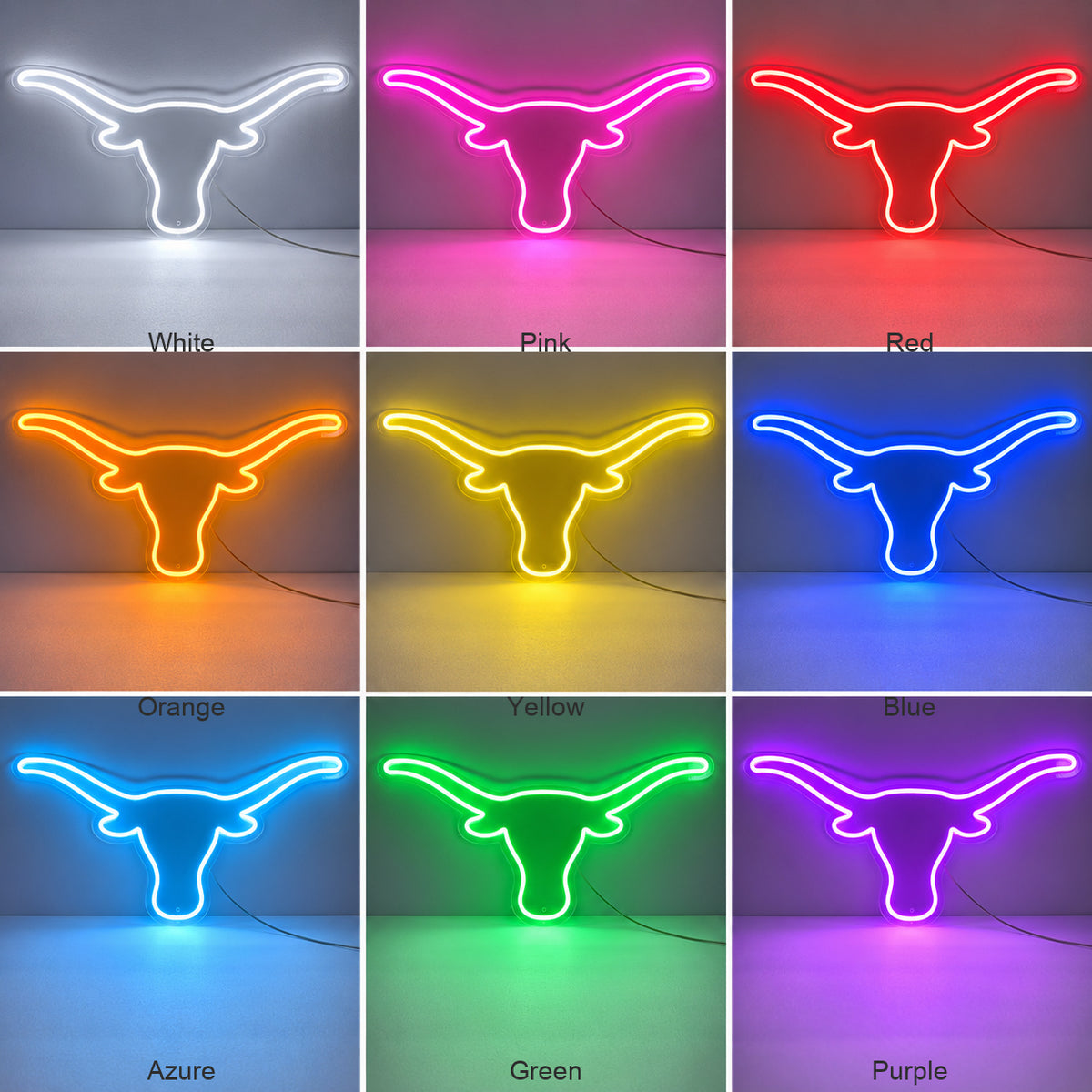 Longhorn Head Outline LED Neon Sign image 04