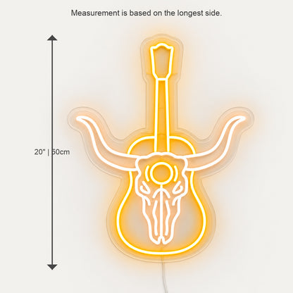 Longhorn Skull Acoustic Guitar LED Neon Sign image 05