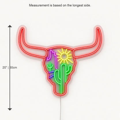 Longhorn Skull Cactus Desert LED Neon Sign image 05