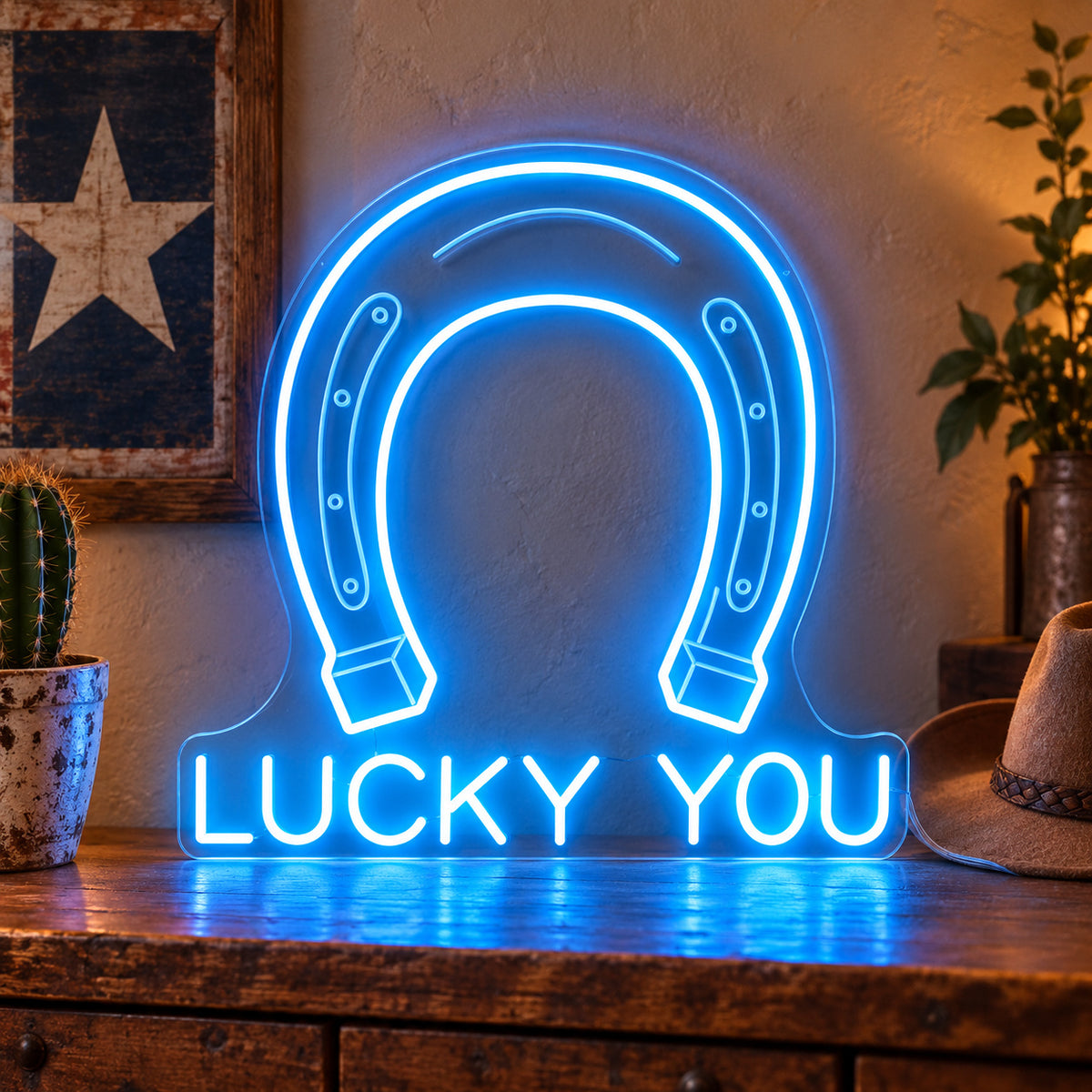 Lucky You Horseshoe LED Neon Sign image 01