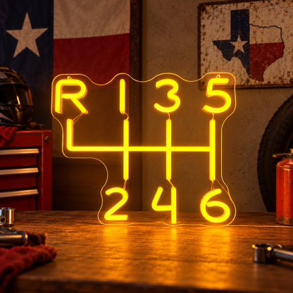 Manual Gearbox Shift Pattern LED Neon Sign image 01