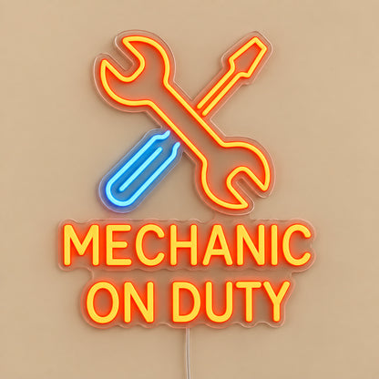Mechanic On Duty Wrench Screwdriver LED Neon Sign image 06