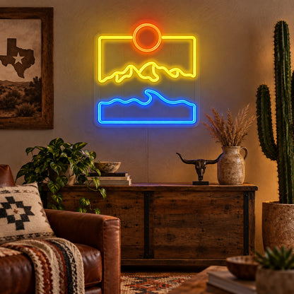Mountain Ocean Landscape LED Neon Sign image 01