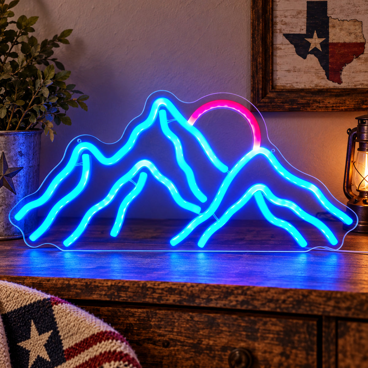 Mountain Range Rising Sun LED Neon Sign image 01
