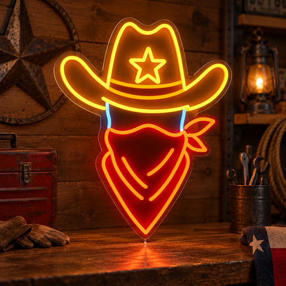 Outlaw Cowboy Hat LED Neon Sign image 01